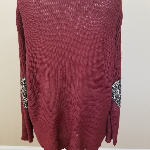 Tobi lightweight burgandy sweater Glam Elbow M/L - Picture 3 of 7